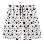White And Black Star Pattern Print Men's Swim Trunks