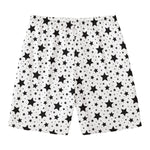 White And Black Star Pattern Print Men's Swim Trunks
