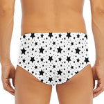 White And Black Star Pattern Print Men's Triangle Swim Briefs