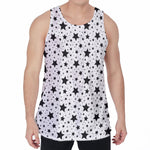 White And Black Star Pattern Print Men's Velvet Tank Top
