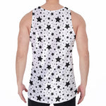 White And Black Star Pattern Print Men's Velvet Tank Top