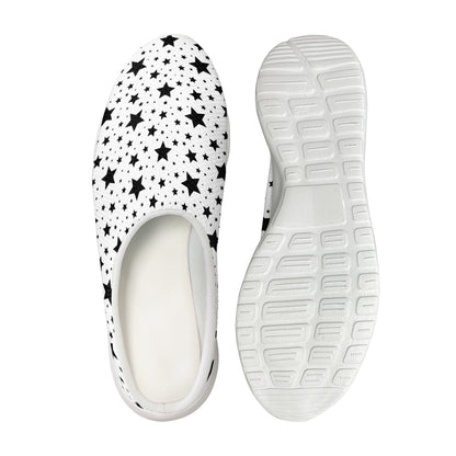White And Black Star Pattern Print Mesh Casual Shoes