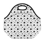 White And Black Star Pattern Print Neoprene Lunch Bag