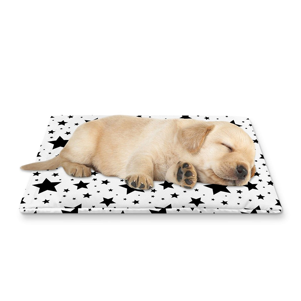 White And Black Star Pattern Print Pet Cooling Mat Cover