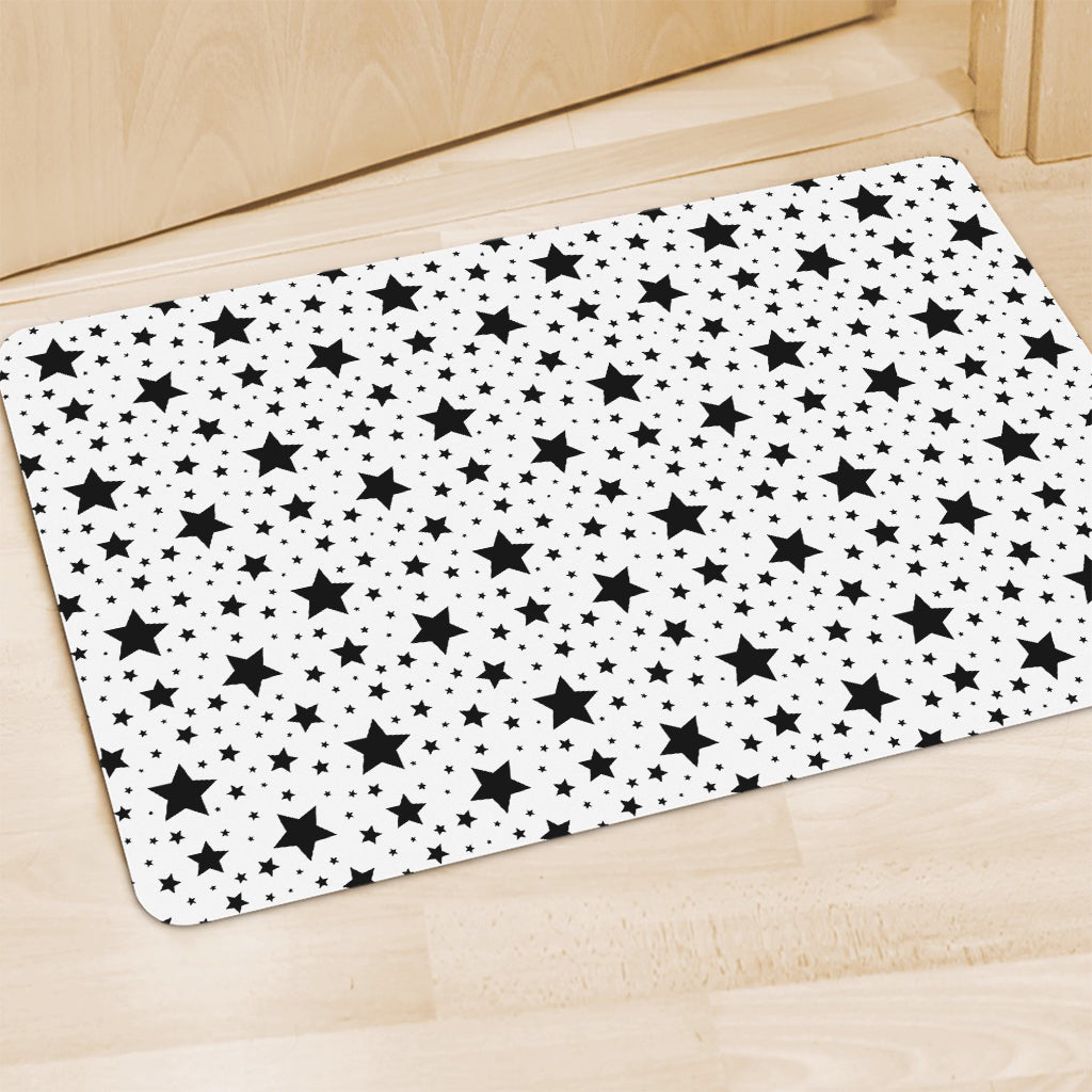 White And Black Star Pattern Print Polyester Doormat