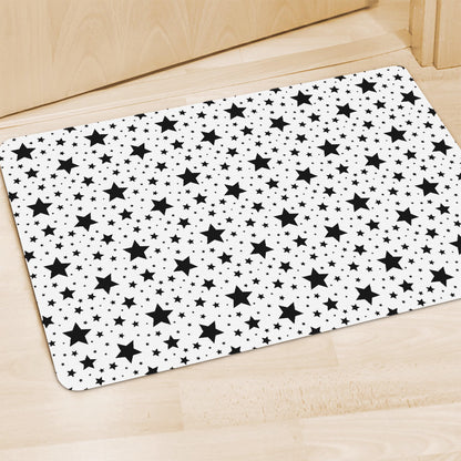 White And Black Star Pattern Print Polyester Doormat