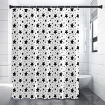 White And Black Star Pattern Print Premium Shower Curtain