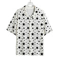 White And Black Star Pattern Print Rayon Hawaiian Shirt