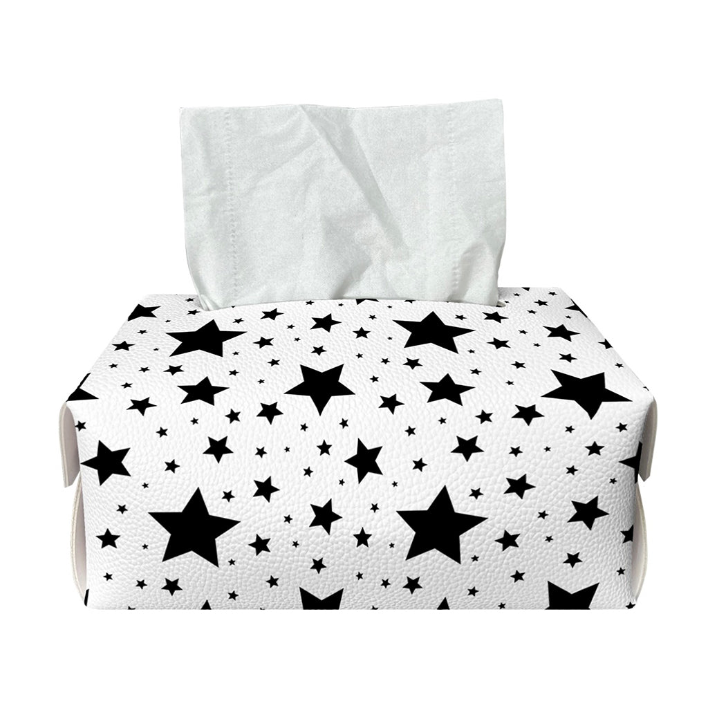 White And Black Star Pattern Print Rectangle Tissue Box Cover