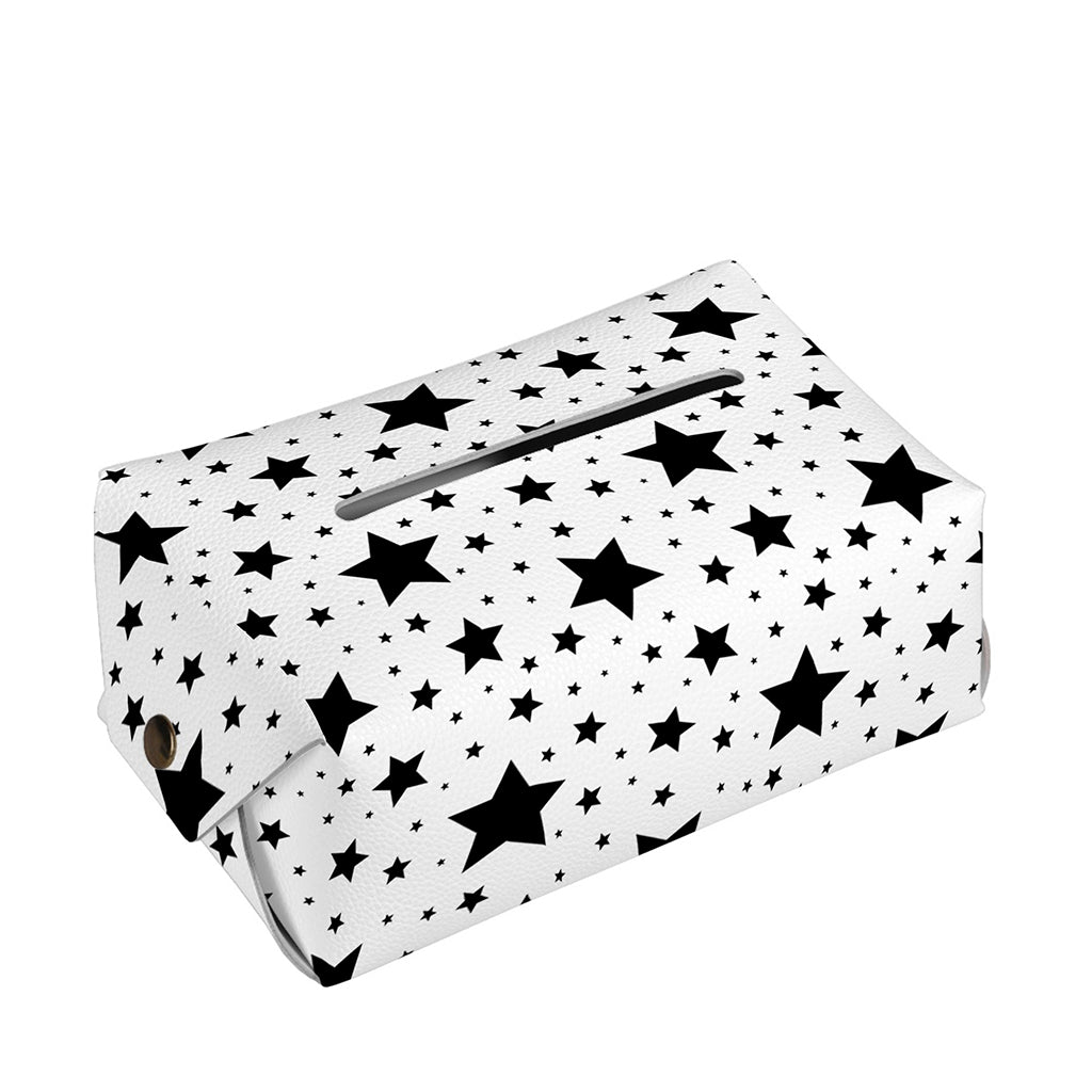 White And Black Star Pattern Print Rectangle Tissue Box Cover