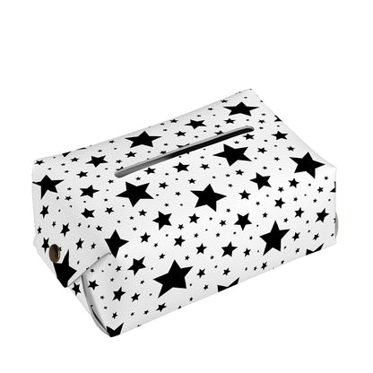 White And Black Star Pattern Print Rectangle Tissue Box Cover