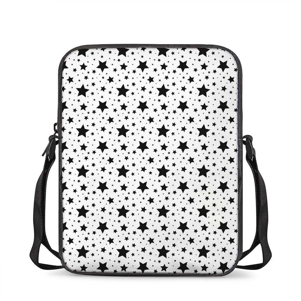 White And Black Star Pattern Print Rectangular Crossbody Bag