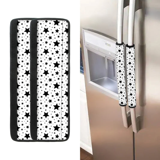 White And Black Star Pattern Print Refrigerator Handle Covers