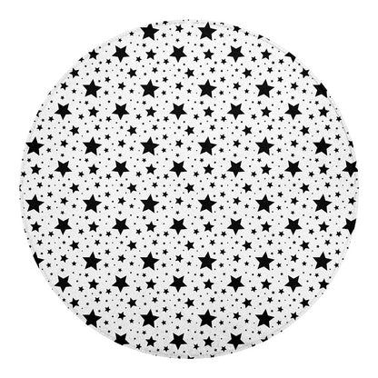 White And Black Star Pattern Print Round Blanket