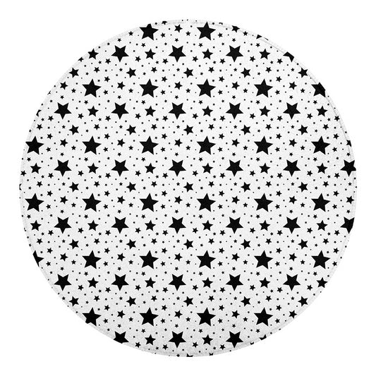 White And Black Star Pattern Print Round Blanket