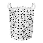 White And Black Star Pattern Print Round Laundry Basket