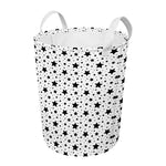 White And Black Star Pattern Print Round Laundry Basket