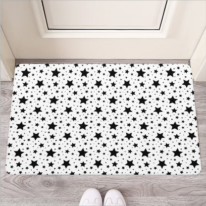 White And Black Star Pattern Print Rubber Doormat