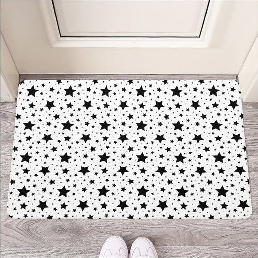 White And Black Star Pattern Print Rubber Doormat