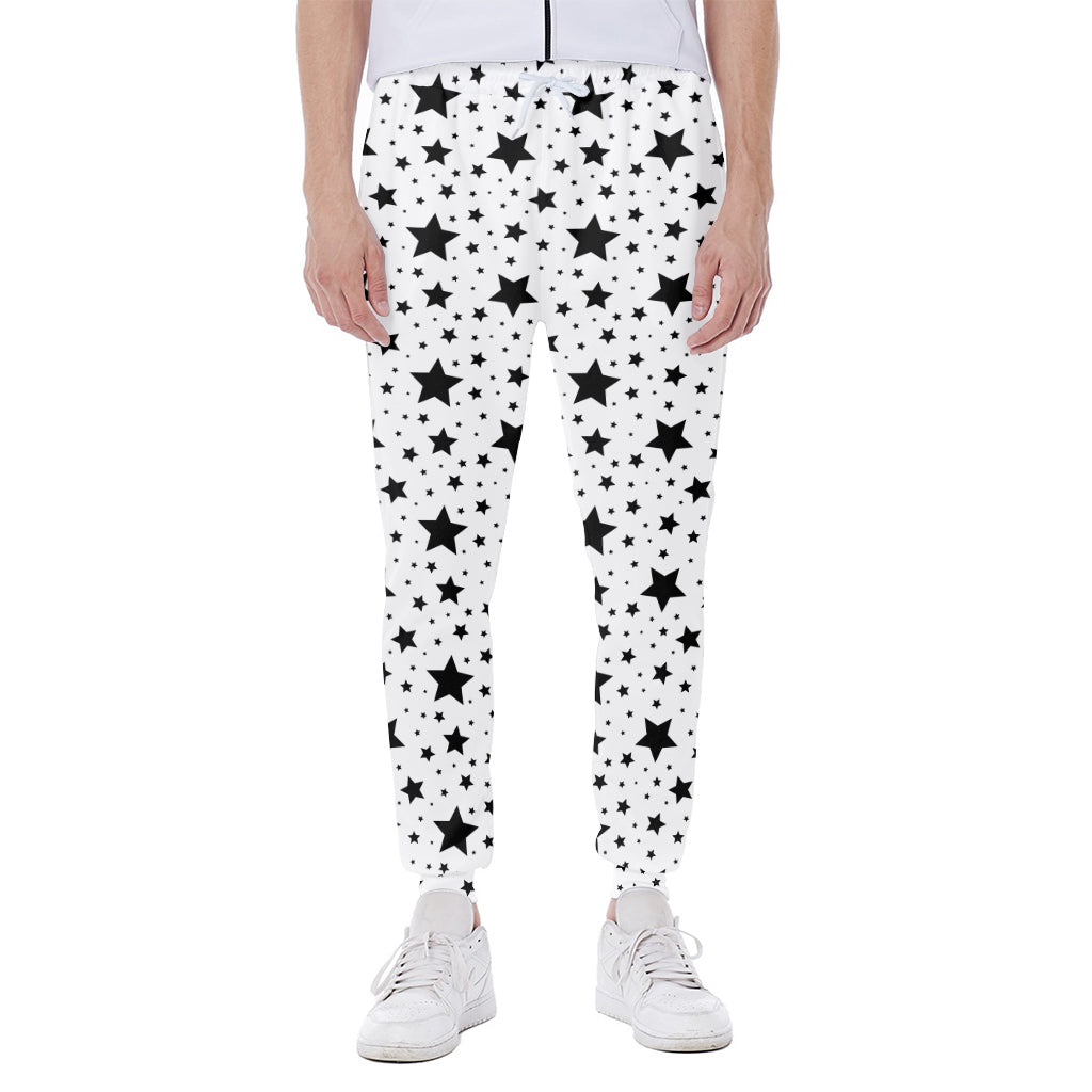 White And Black Star Pattern Print Scuba Joggers