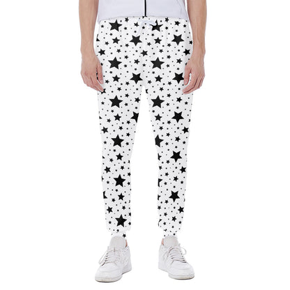 White And Black Star Pattern Print Scuba Joggers