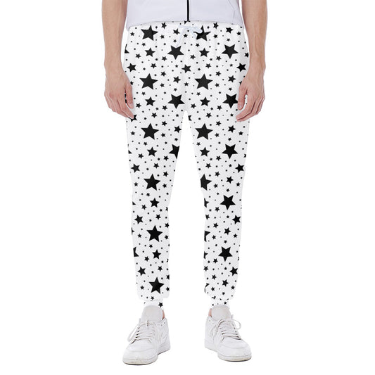 White And Black Star Pattern Print Scuba Joggers