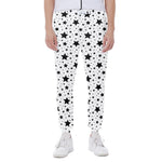 White And Black Star Pattern Print Scuba Joggers