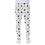White And Black Star Pattern Print Scuba Joggers