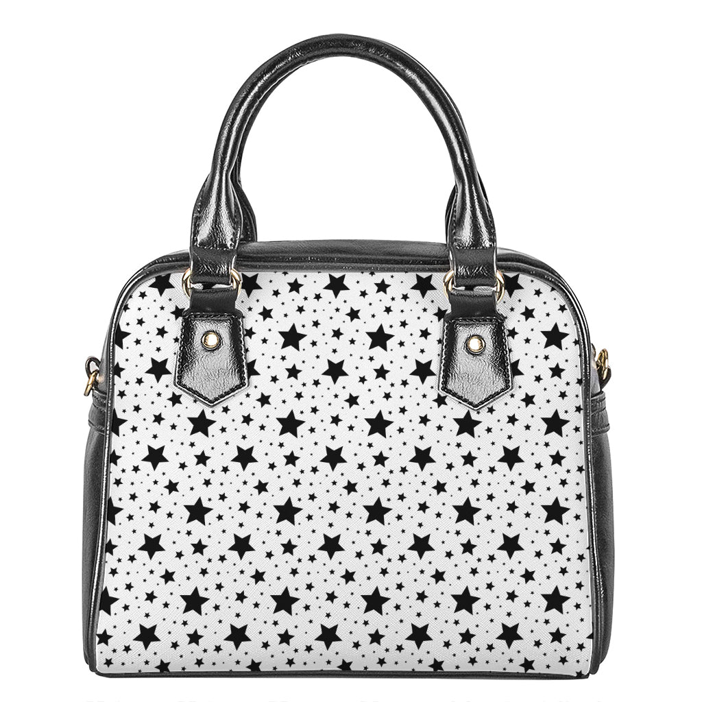 White And Black Star Pattern Print Shoulder Handbag