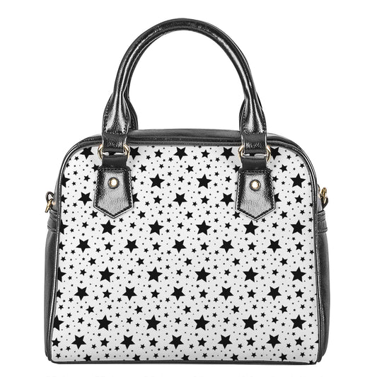 White And Black Star Pattern Print Shoulder Handbag