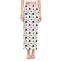 White And Black Star Pattern Print Side Slit Maxi Skirt