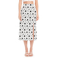 White And Black Star Pattern Print Side Slit Midi Skirt