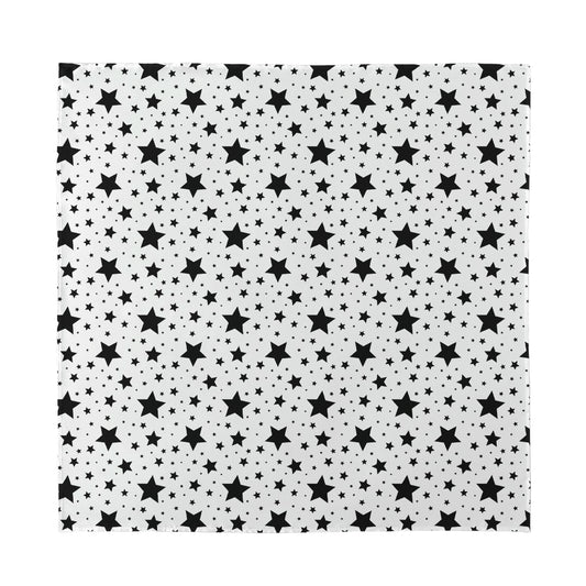 White And Black Star Pattern Print Silk Bandana