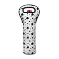 White And Black Star Pattern Print Single Neoprene Wine Tote
