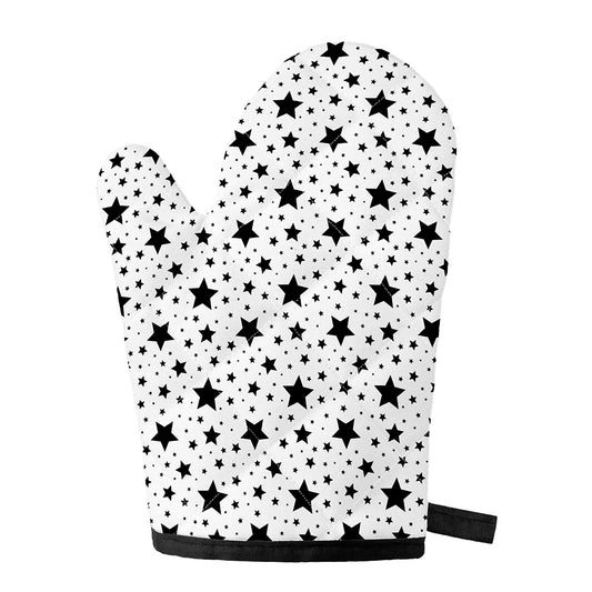 White And Black Star Pattern Print Single Oven Mitt