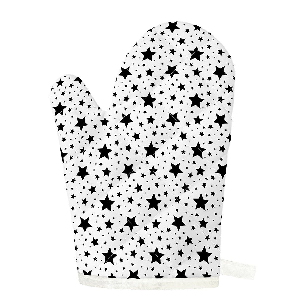 White And Black Star Pattern Print Single Oven Mitt