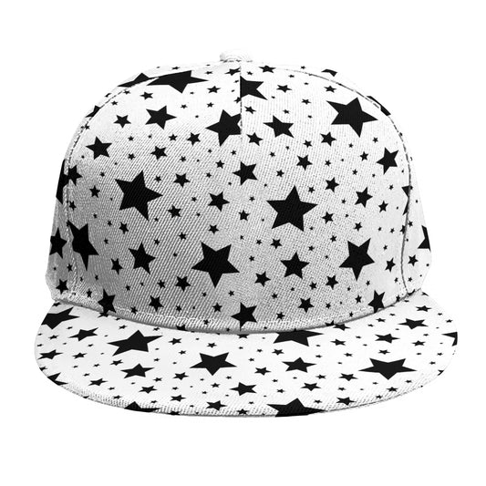 White And Black Star Pattern Print Snapback Cap