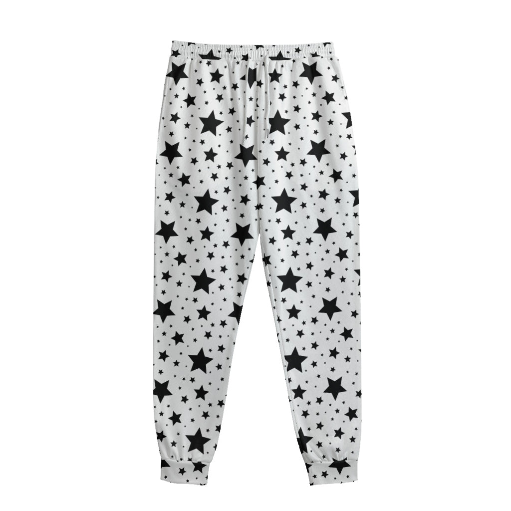 White And Black Star Pattern Print Sweatpants