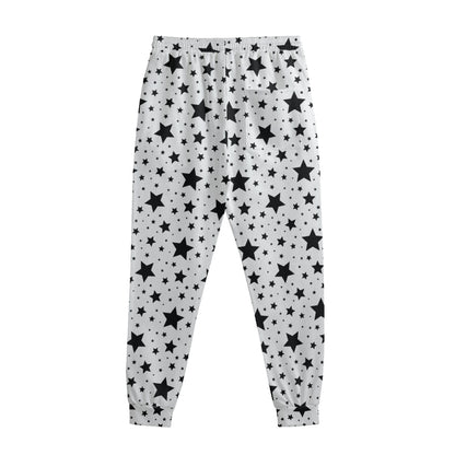 White And Black Star Pattern Print Sweatpants