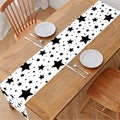 White And Black Star Pattern Print Table Runner