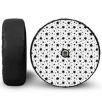 White And Black Star Pattern Print Tire Cover With Camera Hole