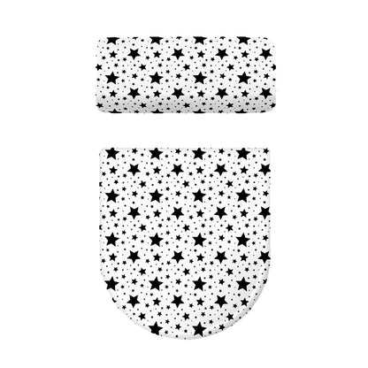 White And Black Star Pattern Print Toilet Lid And Tank Cover Set