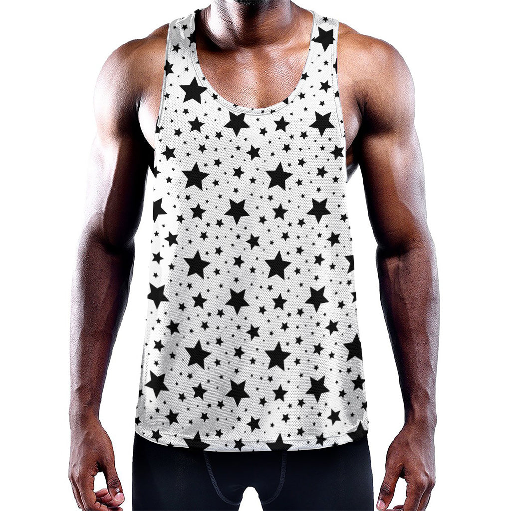 White And Black Star Pattern Print Training Tank Top