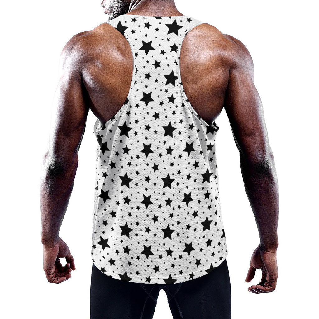 White And Black Star Pattern Print Training Tank Top