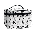White And Black Star Pattern Print Travel Makeup Bag