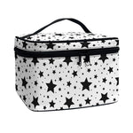 White And Black Star Pattern Print Travel Makeup Bag