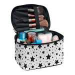 White And Black Star Pattern Print Travel Makeup Bag