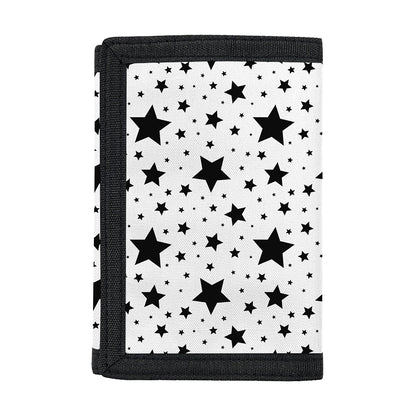 White And Black Star Pattern Print Trifold Wallet