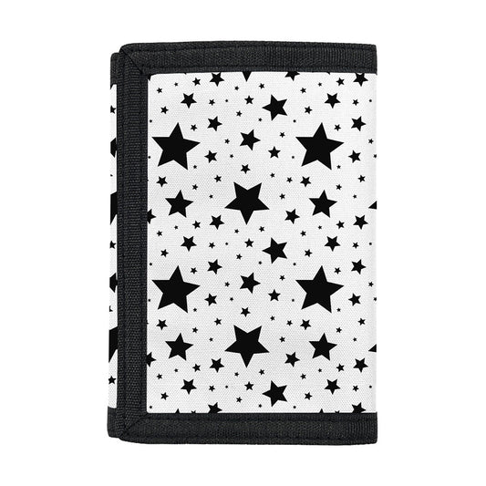 White And Black Star Pattern Print Trifold Wallet