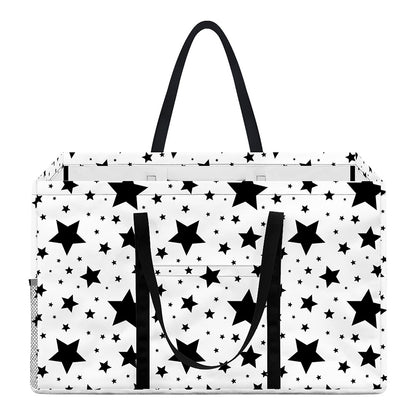 White And Black Star Pattern Print Utility Tote Bag